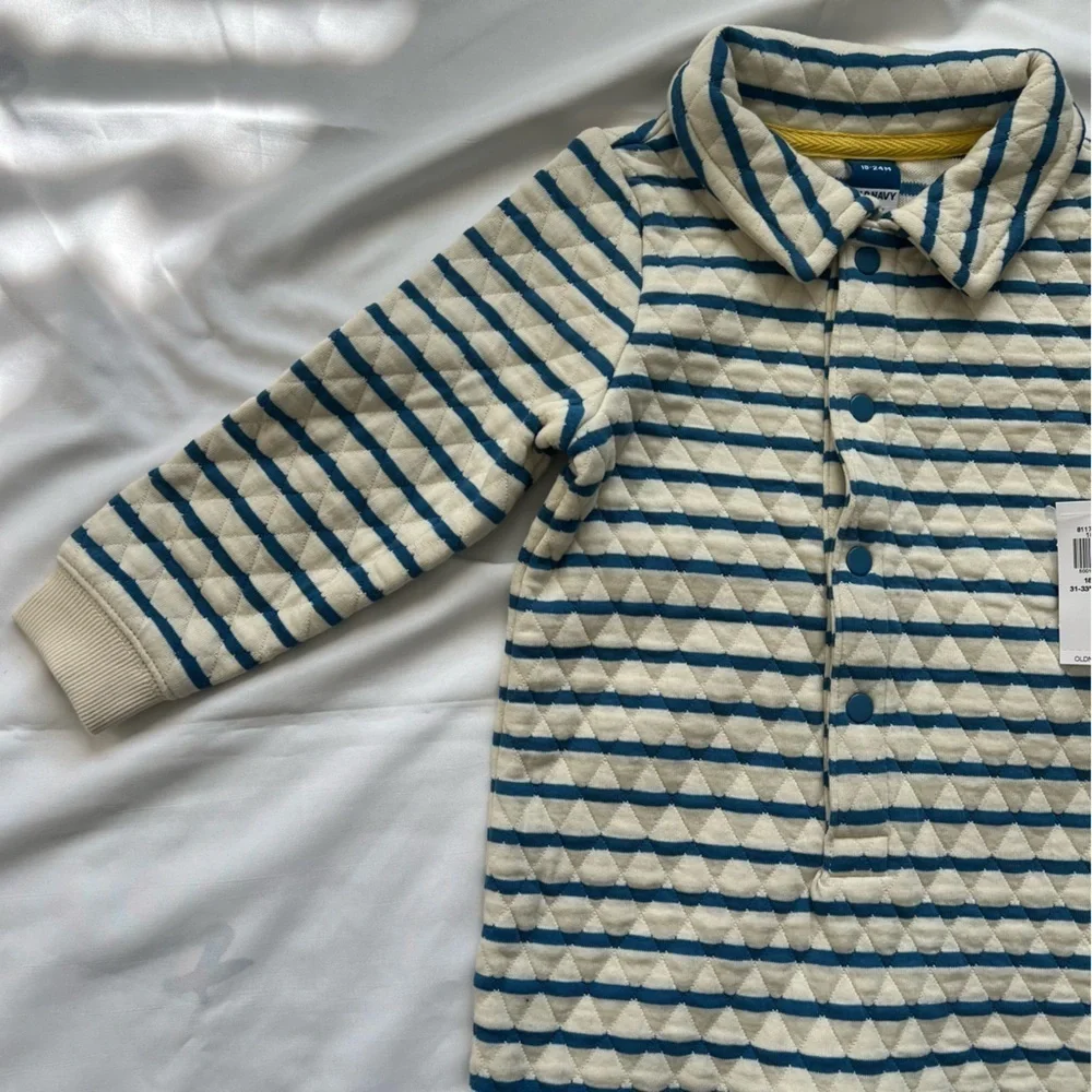Old Navy Unisex Striped Blue and White Quilted Kids One Piece Size 18-24 Months